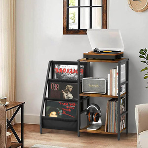 Acier Bois <span class=keywords><strong>Vinyle</strong></span> Table Record CD Rack De Stockage Étagère Magazines Record Player Stand Maison Salon Meubles - Product Image 5