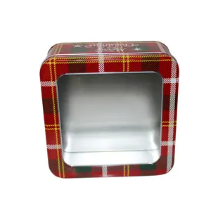 Gift Box Tin Can Decorative Wedding Gift Box Metal Christmas Tin Can With Clear PVC Window
