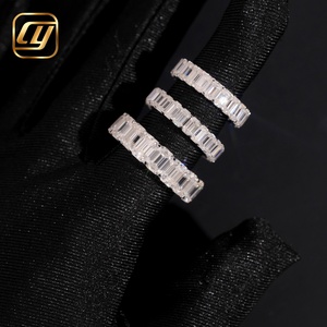 Anillo de plata de ley S925 con circonitas VVS talla baguette, certificado GRA, estilo eternity, para hombre y mujer. - Product Image 4