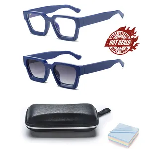 2022 Hot Sale Square New Thick Anti Blue Light Glasses Blue Blocking Eyewear Uv400 Shades Branded Sunglasses Luxury Women