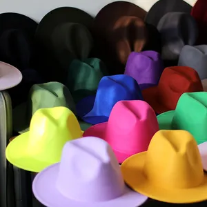 HT-652 모자 여성 액세서리 Bandswool 100% 페도라 모자 여성 도매 2021 와이드 브림 페도라 모자