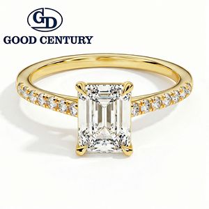 Anillo <span class=keywords><strong>de</strong></span> <span class=keywords><strong>Oro</strong></span> GC 14K 18K con Diamante Cultivado en Laboratorio con Corte Esmeralda <span class=keywords><strong>de</strong></span> 4 Puntas, Certificado IGI - Product Image 2