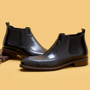 Men's High-top Genuine Leather Lace-up Boots-Trendy Breathable Lightweight Anti-Slip Business Formal Shoes - Product Image 2