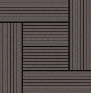 Grooved Black 6slats Wpc Interlocking Decking Tiles Wpc Floor With High Quality