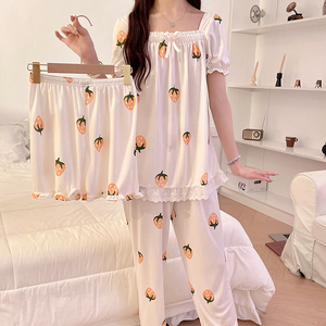 Ensemble de pyjamas pour femmes à imprimé floral 2025, pyjama en coton pour femmes, 3 en 1, pyjama de nuit, pyjama, ensembles de pyjamas, pijamas mujer, vêtements de nuit pour femmes - Product Image 2
