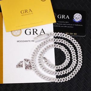 Factory to ship 2rows <b>iced</b> <b>out</b> cuban <b>chain</b> VVS moissanite Pass diamond tester Gold plated 925 sterling sliver GRA certificate - Product Image 4