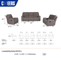 MANWAH CHEERS 유로 패브릭 수동 리클라이너 1인용 소파 의자