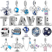 Breloques de voyage en argent sterling 925 pour bracelet original, perles DIY avion et globe terrestre pour la fabrication de bijoux, cadeau