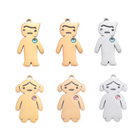 Vente en gros de pendentifs pour garçons et filles mignons en acier inoxydable poli miroir breloques pour enfants pour bricolage bracelet collier marquage de bijoux