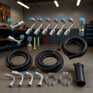 Kit de Aire Acondicionado con Mangueras Negras y Conexiones de Anillo en O, Ajuste Universal para Sistema de Refrigeración de Vehículos - Product Image 2