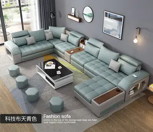 Factory direct high quality fancy sectional genuine leather home lazy boy sofa set designs living room furniture