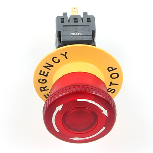 Bouton d'arrêt d'urgence rotatif antidéflagrant IP65 de 16 mm à tête champignon rouge avec étiquette - Product Image 1
