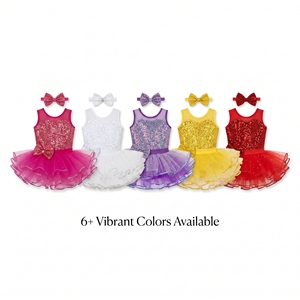 Costume da Ballo Jazz Rosso per Bambine, Abito Tutu con Paillettes a Cuore, <span class=keywords><strong>Gonna</strong></span> in Tulle Glitterata a Strati per Natale e Spettacoli - Product Image 2