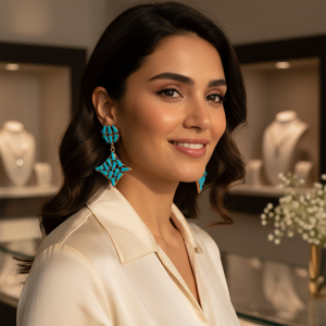 Turquoise Baguette Cut Stone <b>Earring</b> Lozenge Shape Push <b>Back</b> <b>Earring</b> Turkish Wholesale 925 Sterling Silver Jewelry - Product Image 3