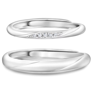 Couple <b>Ring</b> <b>Set</b> 925 <b>Sterling</b> <b>Silver</b> Men Women Wedding Bridal Gifts Simple Bands Size Adjustable Moissanite Matching Promise <b>Ring</b> - Product Image 1
