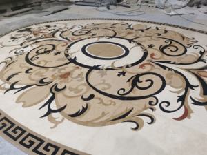 วอเตอร์เจ็ทพื้นหินอ่อนทรงกลมเหรียญกำหนดเองสำหรับทางเข้าวิลล่าล็อบบี้หินขัดมันหรูหราทันสมัยดีไซน์ปูพื้น - Product Image 4