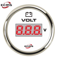 Voltmeter Digital Universal 52mm Baru dengan Layar Tampilan 9-32V dan Lampu Latar Delapan Warna Bezel 316L Merek ECMS