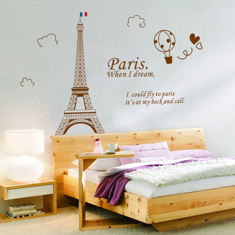 AY9132B Brown Decorative DIY Home PARIS Eiffel Tower Home Decor Stickers