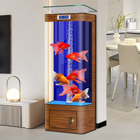 Nouvel aquarium intelligent en verre courbé, petit et moyen, avec filtre arrière et aération par bulles au fond, idéal pour le salon