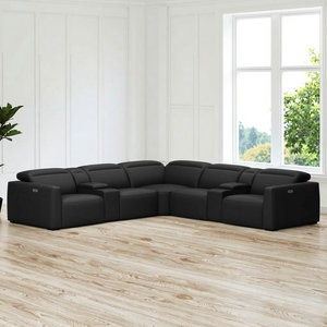 Set Sofa malas listrik bagian Modern kulit asli Modular pengisi daya dapat diperpanjang Hotel Vila furnitur teater Rumah - Product Image 2