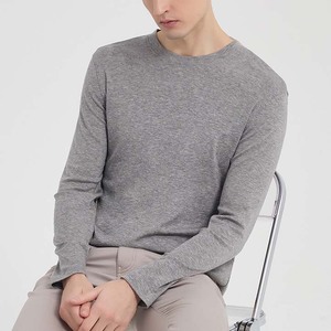 T-shirt à manches longues pour <span class=keywords><strong>homme</strong></span> en tissu mélangé laine et lyocell 220g, col rond, double couture, doux pour la peau, séchage rapide, t-shirt décontracté pour <span class=keywords><strong>homme</strong></span> - Product Image 4