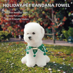 Wholesale <b>Christmas</b> Cat Drool Towel Knitted <b>Dog</b> Bandana Polyester Print Summer Eco-Friendly Pet Clothing and Accessories - Product Image 2
