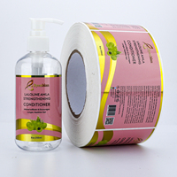 Étiquettes cosmétiques personnalisées en rouleau avec logo, autocollantes, imperméables, brillantes, en BOPP, avec dorure à chaud pour l'emballage des bouteilles de shampoing et d'après-shampoing