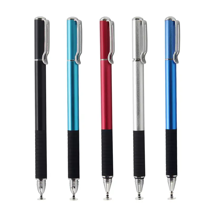 Caneta stylus para celular tablet 2 em 1, caneta de toque multicolor em geral de metal