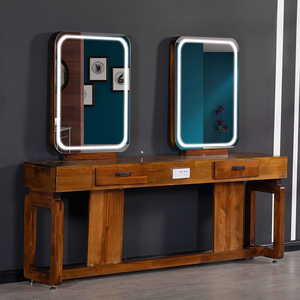 Miroir de <span class=keywords><strong>coiffure</strong></span> en bois pouvant stocker les <span class=keywords><strong>outils</strong></span> de coupe de cheveux, miroir double face, style rétro - Product Image 2