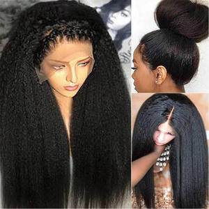 Campioni gratuiti di colore naturale Yaki capelli umani lunghi Remy parrucche di pizzo svizzero piene parrucche da donna peruviane per donne nere - Product Image 3