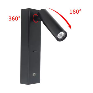 AC100-240V Modern Aluminum 3W LED Rotatable 3000K Warm White Headboard Reading Night <b>Light</b> Square <b>Shade</b> USB Port Wall Lamp - Product Image 2