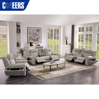 MANWAH CHEERS Sofá seccional reclinable eléctrico de cuero genuino de grano superior de 321 plazas moderno juego de sofá para sala de estar de alta calidad