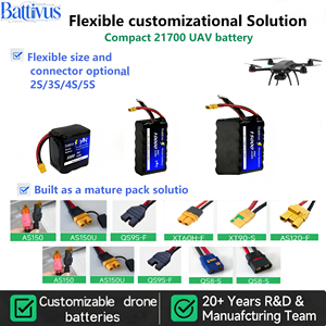 แบตเตอรี่ลิเธียม Battivus High Rate 25C 21700 Full Tab 50PL 30000mAh 14S/18S 50.4V-86.4V ชาร์จได้ ได้รับการรับรองมาตรฐาน UN38.3 สำหรับโดรน - Product Image 5