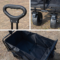 Chariot de golf pliable robuste à quatre roues, confortable, en acier inoxydable, pour la plage et le sable, grand chariot de transport