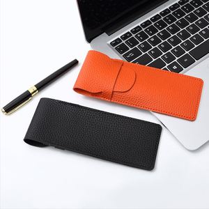 Wholesale Fashion Simple PU Leather <b>Pen</b> case Simple <b>Pen</b> Storage Bag Lychee Pattern <b>Pen</b> Sleeve for Business and Office Use - Product Image 4