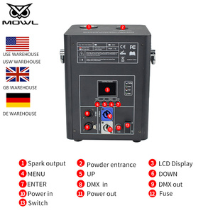 4 macchine per scintille fredde DMX da 750W con telecomando e flight case per fontane pirotecniche da palco - Product Image 4