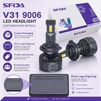 Bombilla LED para Faros Delanteros SFIDA V31, Plug and Play, 9006, 75W, 7500LM, Proveedor de Bombillas para Automóviles, Ventilador de 10000 RPM, IP67