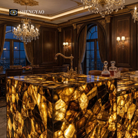 Comptoir de bar ou îlot de cuisine en quartz fumé à effet transparent, personnalisé, pour usage commercial ou domestique, certifié CE