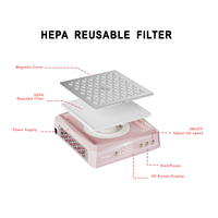 Ventilador de Manicura y Pedicura de Escritorio Starong con Succión Silenciosa, Filtro Recargable de 85W y 2600mAh, Colector de Polvo Profesional para Uñas
