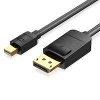 Mini DP ke Kabel 3M dengan Jaket PVC Hitam untuk Penggunaan Komputer