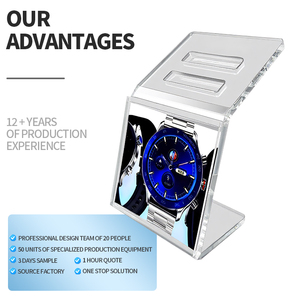 Nouveau support de montre transparent en acrylique personnalisé, petit, portable, <span class=keywords><strong>impression</strong></span> UV, support d'affichage en forme de C pour magasin exclusif - Product Image 1