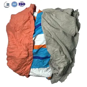 Daur Ulang Industri Tekstil Katun Daur Ulang Kain Lap Pembersih Limbah Lompen Warna Campuran T-Shirt Kain Katun