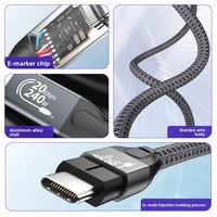 Cable de Datos USB 3.2 Multifunción con Chip Integrado PD240W, Conectores Duales Tipo-C, Carga Rápida, Transferencia de Datos de 20Gbps, Trenzado