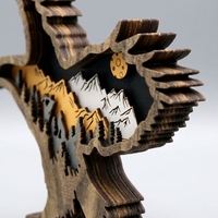 Estatua de águila de madera contrachapada en 3D, ecológica y personalizada |   Arte Mural de Boda con Efecto de Sombra de 7 Capas |   Decoración de Animales del Bosque Natural al por Mayor