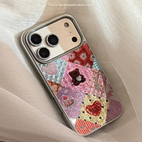 Coque de téléphone magnétique en TPU 2.0B avec motif ours rose scintillant, finition mate, patchwork saison printemps