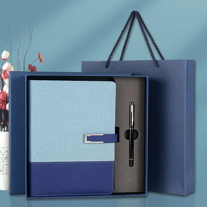 Fabricant de cahiers en cuir A5 avec stylo en métal Coffret cadeau avec logo personnalisé pour bureau et affaires