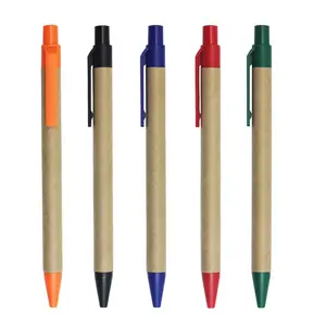 Benutzer definierte Günstige Öko-Pappe Schreibstift Kugelschreiber Promotion Kraft papier Stift Blank Recycled Pen School Office Schreiben