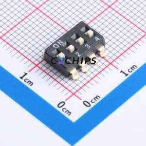 ZX-2.54BM-4PSMD DIP Switch SMD Switch Flat Toggle, Groove Type Single Pole Single Throw 4 2.54mm - Product Image 1