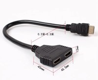 Kabel Splitter HDTV Harga Murah 1 Input 2 Output, 1 Male ke Dual 2 Female, Adaptor Kabel Splitter Video HDTV 1x2 untuk TV