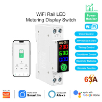Disjoncteur intelligent WiFi Tuya MCB 63A avec mesure de puissance réglable, interrupteur 240V, montage sur rail DIN